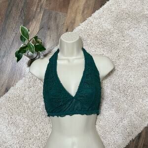 Victoria's Secret Size Medium Green Lace Racerback Wireless Halter Bralette